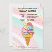 Kleurrijke Ice Cream Scoop Sprinkles Baby shower Kaart (Voorkant)