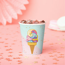 Kleurrijke Ice Cream Scoop Sprinkles Baby shower Papieren Bekers