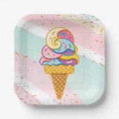 Kleurrijke Ice Cream Scoop Sprinkles Baby shower Papieren Bordje (Voorkant)