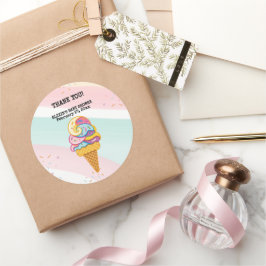 Kleurrijke Ice Cream Scoop Sprinkles Baby shower Ronde Sticker