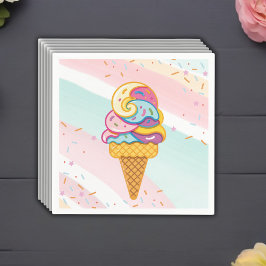 Kleurrijke Ice Cream Scoop Sprinkles Baby shower Servet