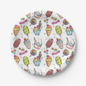 Kleurrijke Ice Cream, Snoep en Lollies Pattern Papieren Bordje (Voorkant)