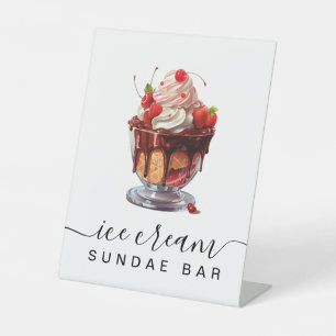 Kleurrijke Ice Cream Sundae Bar voetstuk teken Reclamebord Met Voetstuk