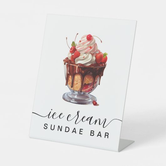 Kleurrijke Ice Cream Sundae Bar voetstuk teken Reclamebord Met Voetstuk (Voorkant)