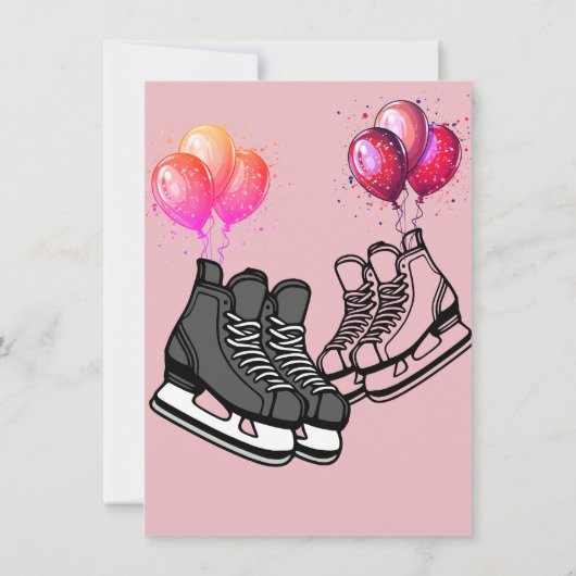 Kleurrijke Ice Hockey Verjaardag thema uitnodiging (Achterkant)