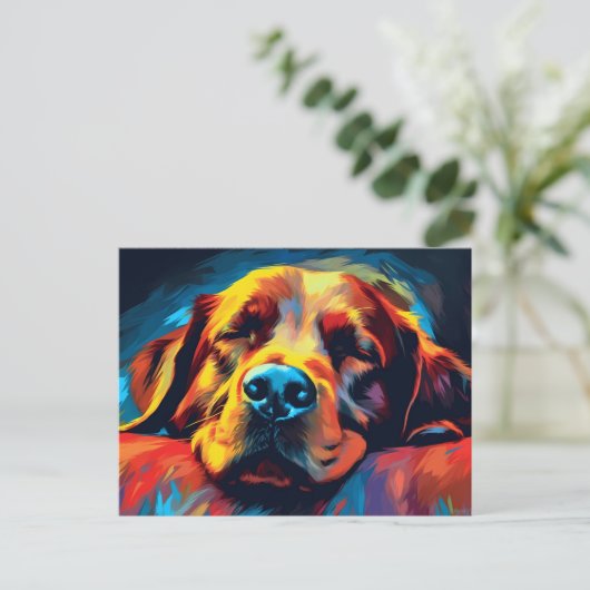 Kleurrijke Ierse Setter slapen Briefkaart (Staand voorkant)