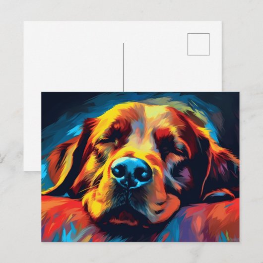 Kleurrijke Ierse Setter slapen Briefkaart (Voorkant / Achterkant)