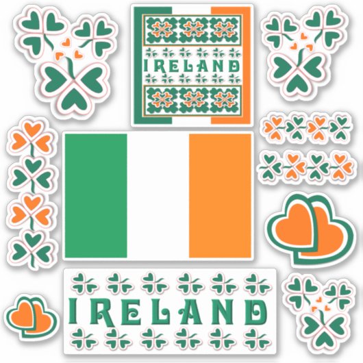 Kleurrijke Ierse Shamrock Contour Sticker (Voorkant)