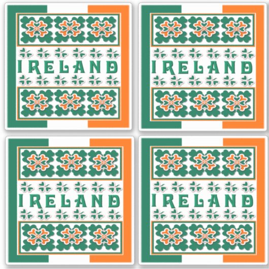 Kleurrijke Ierse Shamrock Design Contour Sticker (Voorkant)