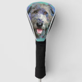 Kleurrijke Ierse Wolfhound Artwork Golfheadcover (Voorkant)