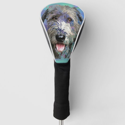 Kleurrijke Ierse Wolfhound Artwork Golfheadcover (Voorkant)