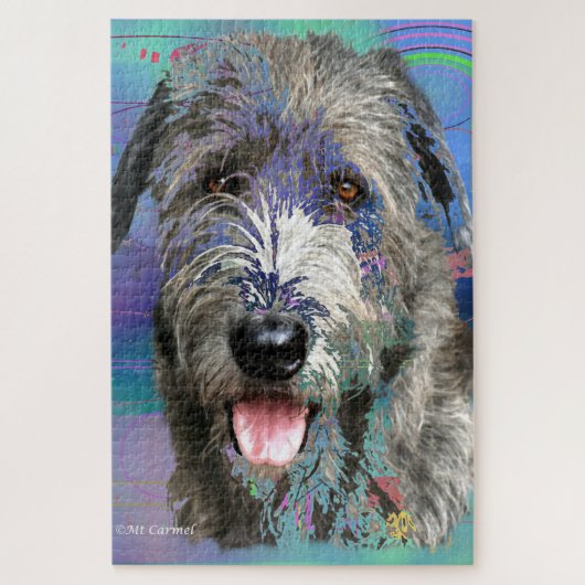 Kleurrijke Ierse Wolfhound Artwork Legpuzzel (Verticaal)
