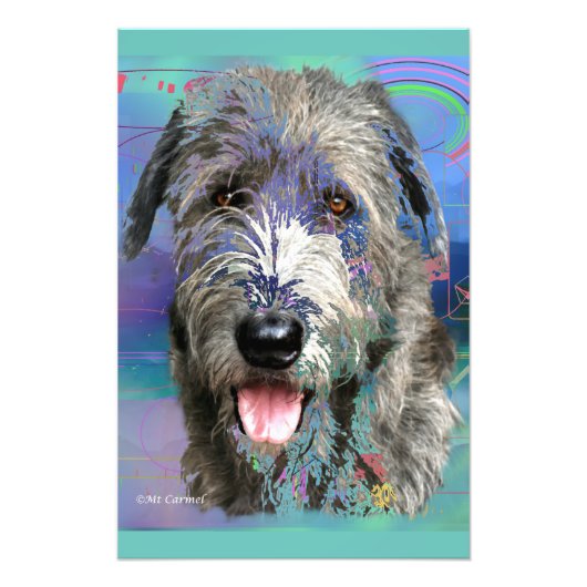 Kleurrijke Ierse Wolfhound Kunstwerk Fotoprint Foto Afdruk (Voorkant)