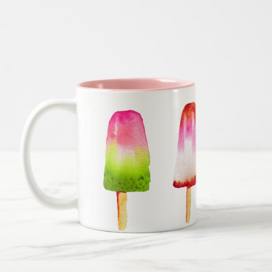 Kleurrijke ijsblokkunst tweekleurige koffiemok (Links)