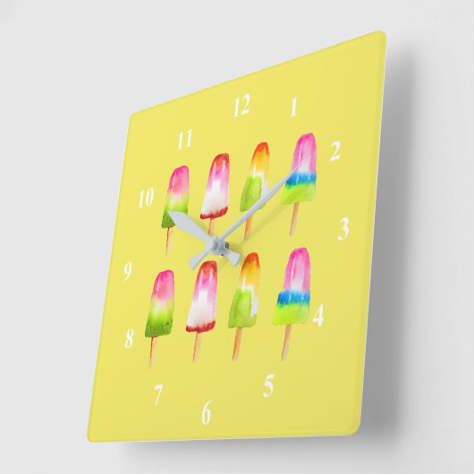 Kleurrijke ijsblokkunst vierkante klok (Hoek)