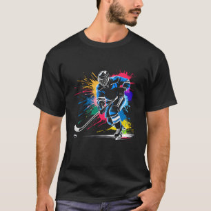 Kleurrijke IJshockey Fan Speler Tie Dye Kleur Spla T-shirt