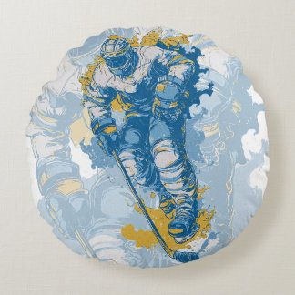 Kleurrijke ijshockey mascotte wintersporten rond kussen