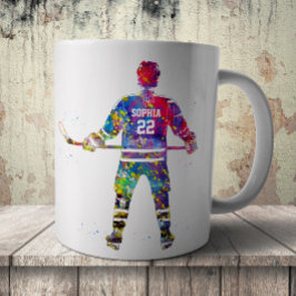 Kleurrijke ijshockeyspeler koffiemok