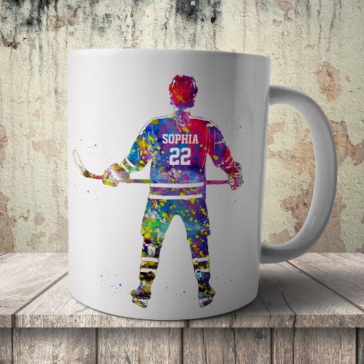 Kleurrijke ijshockeyspeler koffiemok