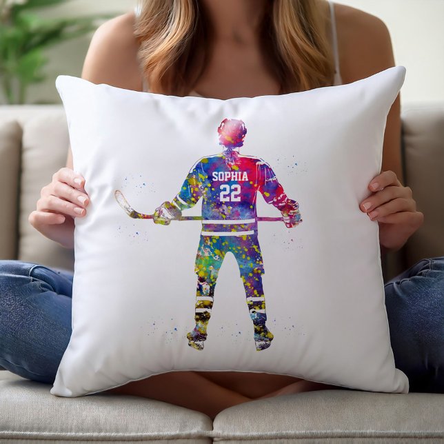 Kleurrijke ijshockeyspeler kussen (Creator heeft geüpload)