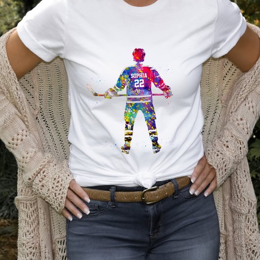 Kleurrijke ijshockeyspeler t-shirt