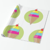 Kleurrijke ijshoorn met kers cadeaupapier (Uitgerold)