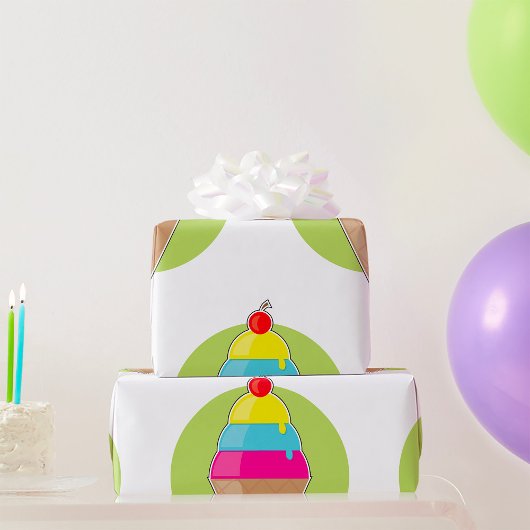 Kleurrijke ijshoorn met kers cadeaupapier