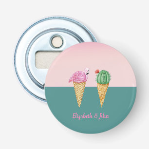 Kleurrijke ijshoorntjes Cactus Roze Flamingo's Button Flesopener