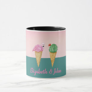 Kleurrijke ijshoorntjes Cactus Roze Flamingo's Mok