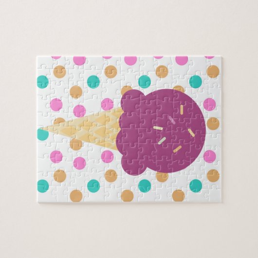 Kleurrijke ijskap en Stippen Roze blauw kleurig Legpuzzel (Horizontaal)