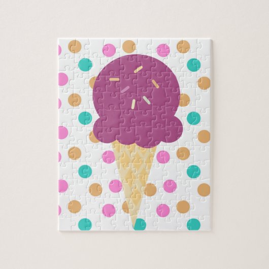 Kleurrijke ijskap en Stippen Roze blauw kleurig Legpuzzel (Verticaal)