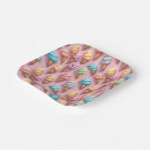 Kleurrijke ijskegels op roze papieren bordje (Gebogen)