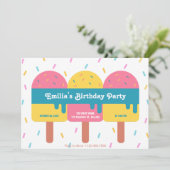 Kleurrijke ijslolly verjaardag kaart (Staand voorkant)