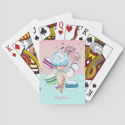 Kleurrijke IJsskoon Macarons Pokerkaarten (Achterkant)