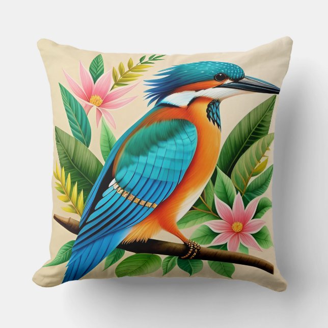 Kleurrijke ijsvogel op tak kussen (Voorkant)