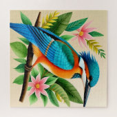 Kleurrijke IJsvogel op Tak Legpuzzel (Horizontaal)