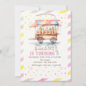 Kleurrijke ijswagen Gestreepte Verjaardag Kaart (Voorkant)