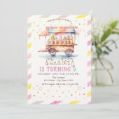 Kleurrijke ijswagen Gestreepte Verjaardag Kaart (Staand voorkant)