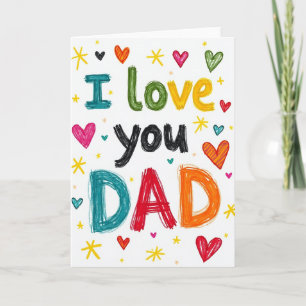 Kleurrijke Ik Hou van Jou Papa Kaart