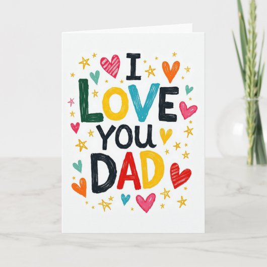 Kleurrijke 'Ik hou van papa' kaart (Voorkant)