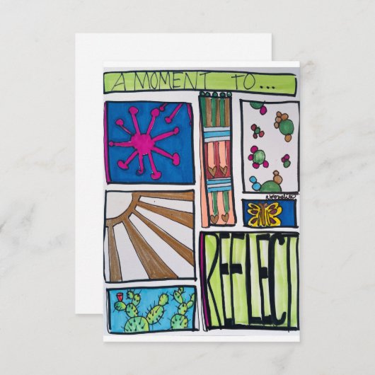 Kleurrijke illustratie met Cactus Bedankkaart (Voorkant / Achterkant)