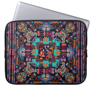 Kleurrijke illustratie met decoratieve dieren en laptop sleeve