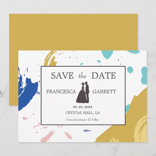 Kleurrijke illustratie penseelstreek kaart (Voorkant / Achterkant)