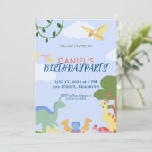 Kleurrijke illustratie Schattigee Dinosaurus Verja Kaart (Staand voorkant)