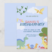 Kleurrijke illustratie Schattigee Dinosaurus Verja Kaart (Voorkant / Achterkant)