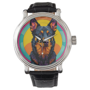 Kleurrijke illustratie van Beauceron hond Horloge
