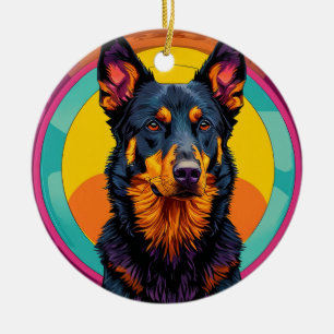 Kleurrijke illustratie van Beauceron hond Keramisch Ornament