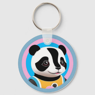 Kleurrijke Illustratie van Cartoon Panda Sleutelhanger