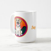 Kleurrijke illustratie van een lachende hond koffiemok (Voorkant links)
