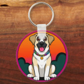 Kleurrijke illustratie van een lachende hond sleutelhanger (Voorkant)